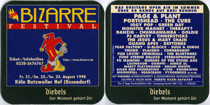 Koln, Germany - Bizarre Festival - Drink Coaster